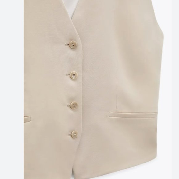 ZARA FULLY LINED FITTED CLASSIC POCKET VEST - Picture 5 of 5